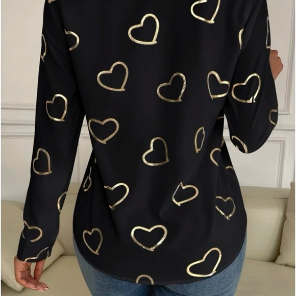New heart print black top - Picture 5 of 7